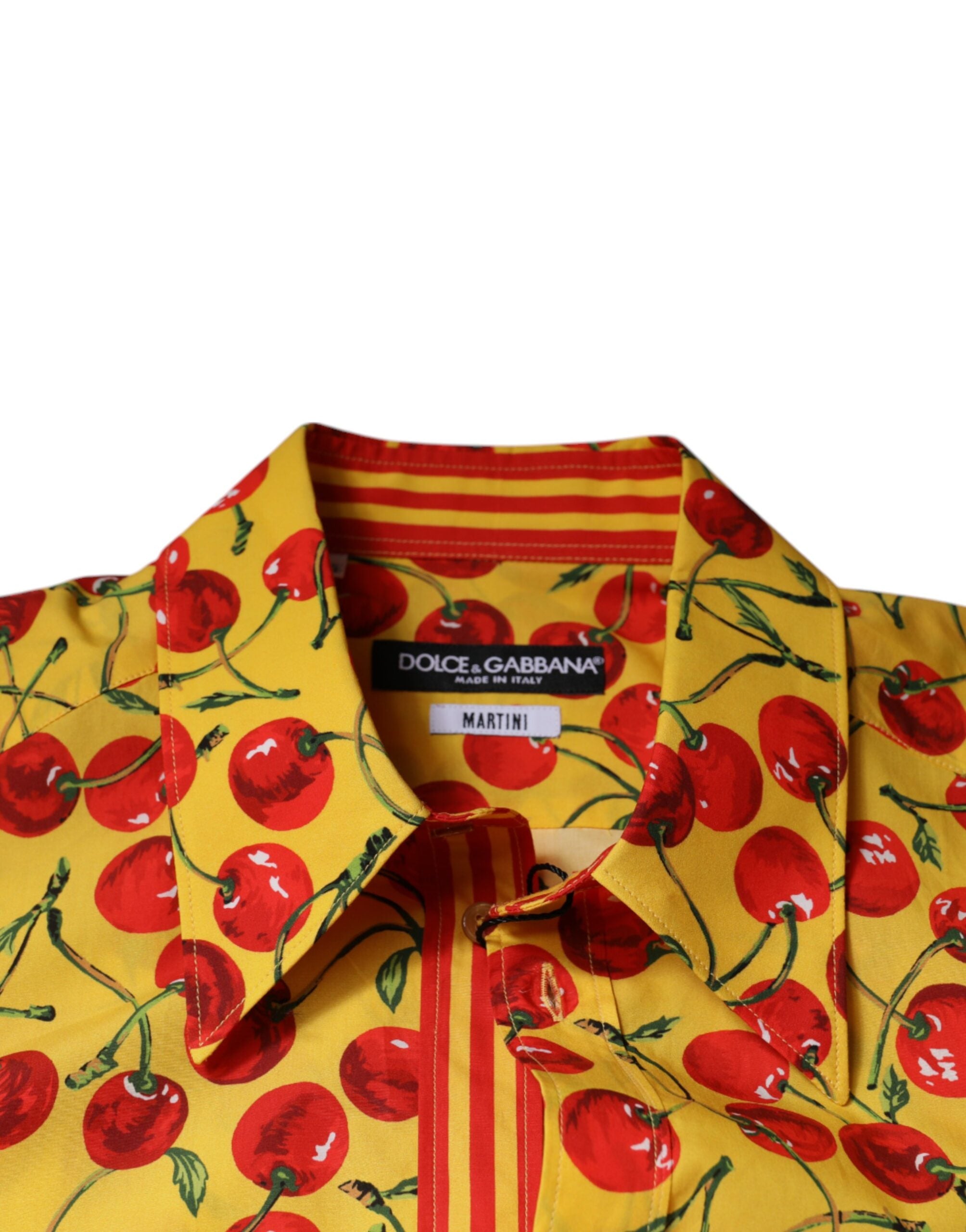 Dolce & Gabbana Yellow Cherry Cotton Shirt MARTINI